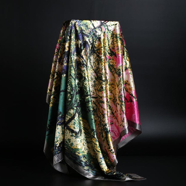 Foulard en soie pour femmes - Imprimé Léopard - Foulard d'été - Sky Blue