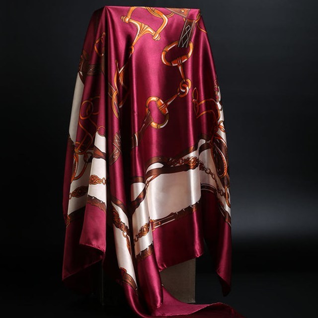 Foulard en soie pour femmes - Imprimé Léopard - Foulard d'été - Red