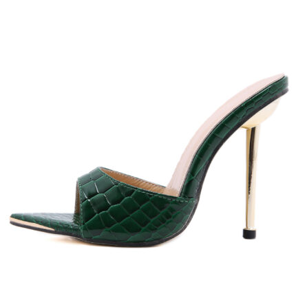 Sandale à talon haut à bout pointu en cuir artificiel