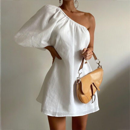 Robe en coton pour femmes - Robe de couleur blanche
