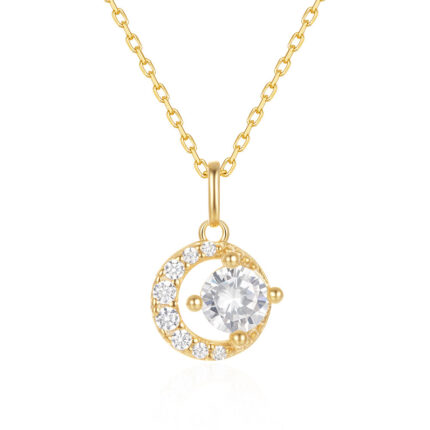 Jolie collier simple pendentif lune en acier inoxydable pour femmes