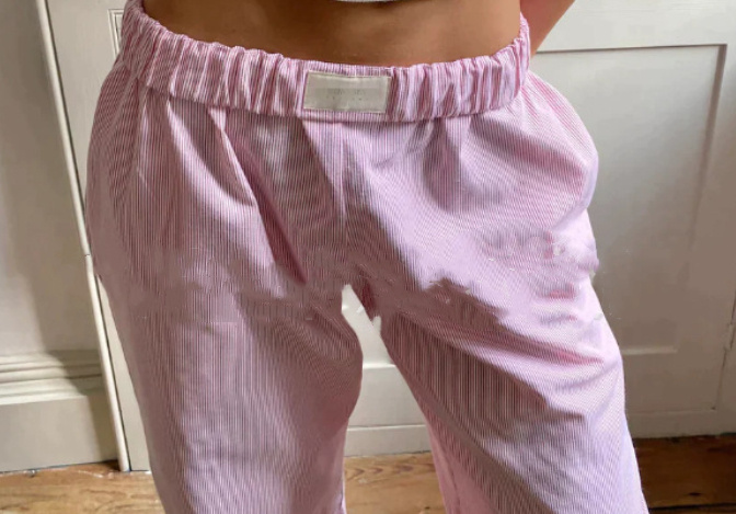 Pantalon d'été décontracté à rayures pour jeunes filles - M - Pink